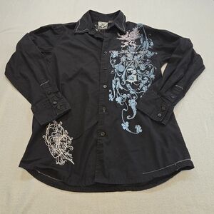 Filter Limited Edition Graphic Button Up Shirt Black Medium Y2K